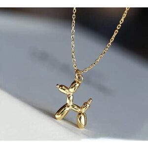 necklace balloon dog pendant plain necklaces 14k gold plated 🆕